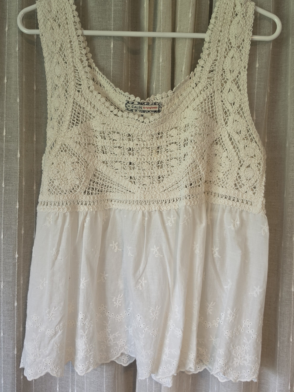 Flying Tomato Cream Crochet & Eyelet Camisole